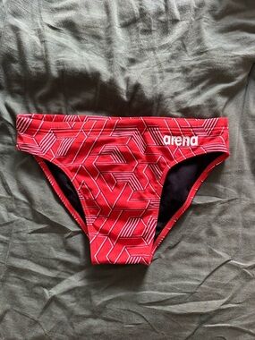 Arena Men’s Red Geometric Swim Briefs